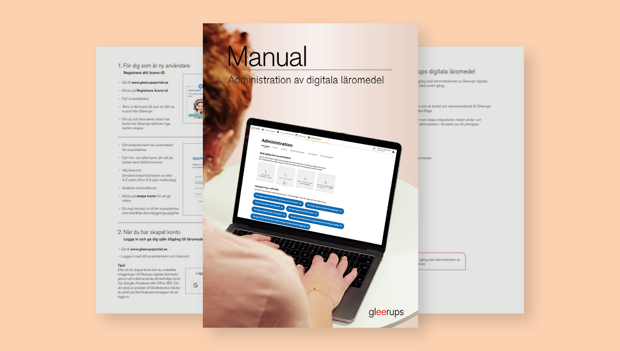 Manual om hur du administrerar Gleerups digitala läromedel