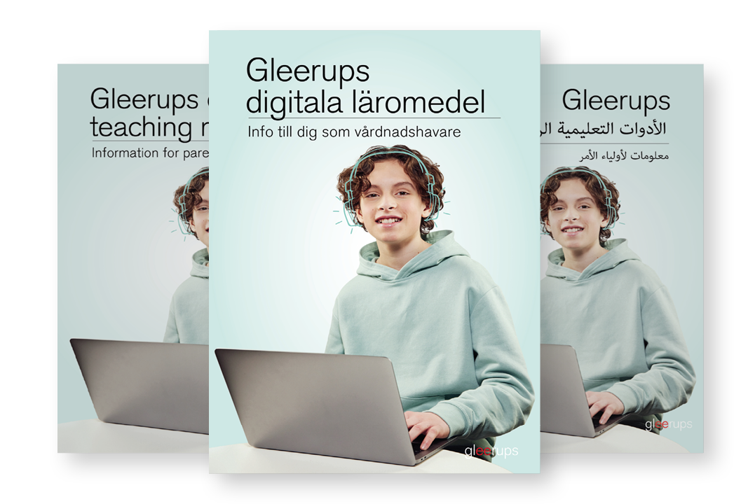 Snabbguide för vårdnadshavare till Gleerups digitala läromedel  - finns på svenska, engelska och arabiska